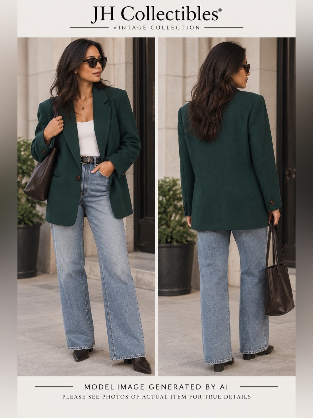 JH Collectibles Vintage Blazer 8P Wool Cashmere  Boyfriend Quiet Luxury Office